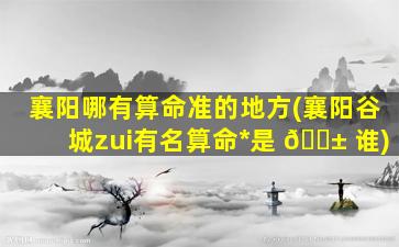 襄阳哪有算命准的地方(襄阳谷城zui
有名算命*
是 🐱 谁)